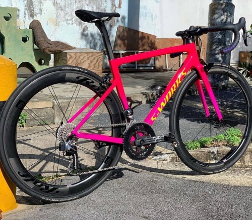 hizokucycles:Reposted from @t3teamturtle Acid Pink Specialized Tarmac SL6 built and ready to be coll