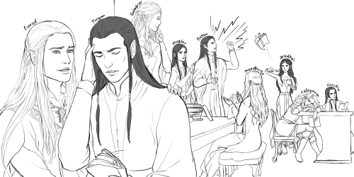 niyochara:Once upon a time in Noldorian Library, Tirion…this time i want to doodle the bromance betw
