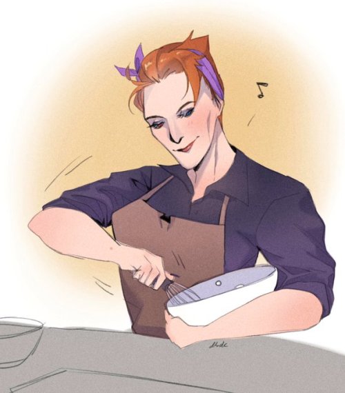 According to Overwatch cookbook, Moira loves to bake.