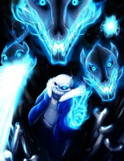 raphaelzenarosa:  My contribution to san’s boss fight in genocide route. Drew this weeks ago, finally decided to upload it. Yay! Moar Sans! 