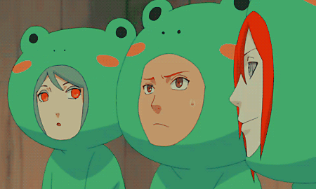 -`ˎ Konan, Yahiko and Nagato in frog costumes ˎˊ˗This’s one of the cutest thing I’ve ever seen ^^↷ “