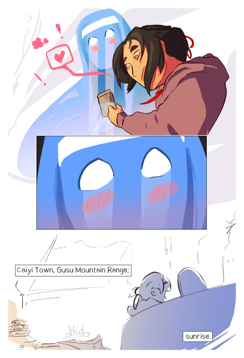 ottistry:Part 3: Ghost PowerWei Ying gets to know the attic ghost.hi everyone! i took a minor break from art for a little bit, so thank you for your patience! i mentioned scaling this comic back a bit, which i absolutely did not do, but as always i’m