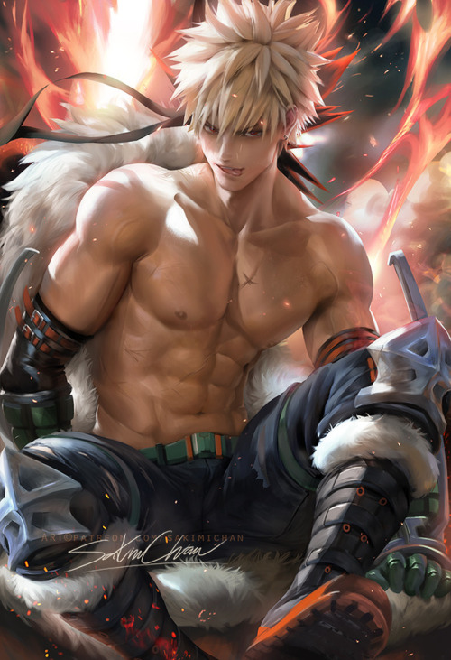 sakimichan:My take on older version of Bakugo from MyHeroAcademia ;3;3pinup-fiedsfw/nsfw psd,hd jpg,