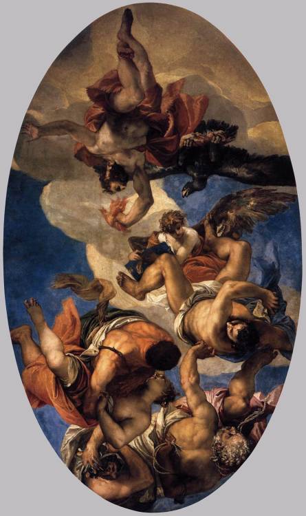 centuriespast:VERONESE, PaoloJupiter Hurling Thunderbolts at the Vices1554-56Oil on canvas, 560 x 33