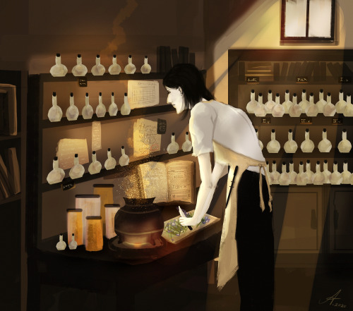 serosvit:Snape as a potions apprentice after Hogwarts.