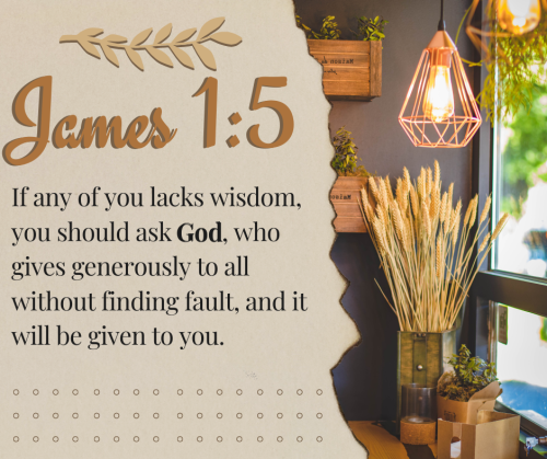 “If any of you lacks wisdom, you should ask God, who gives generously to all without finding fault, 