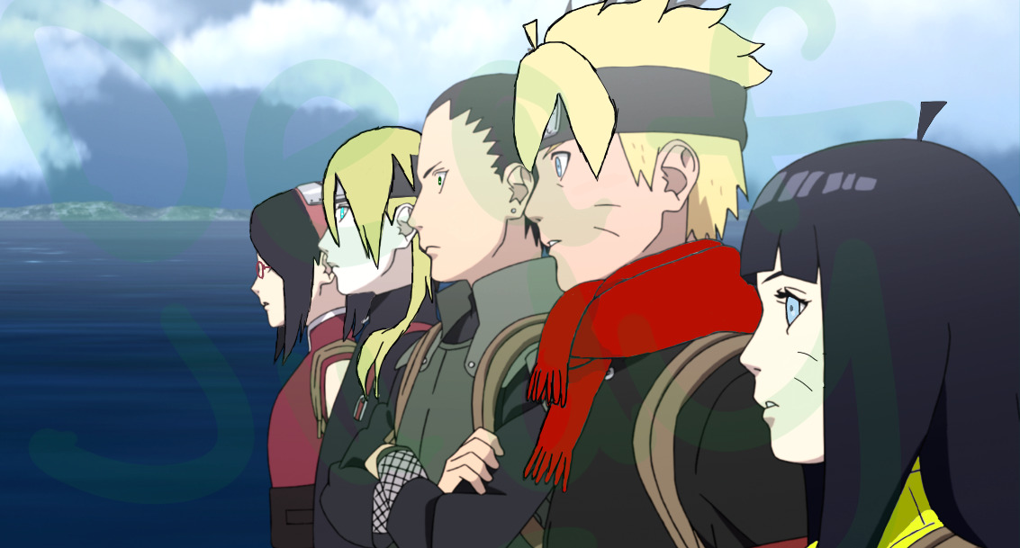 uchiha sarada, uzumaki boruto, uzumaki himawari, akimichi chouchou,  yamanaka inojin, and 1 more (naruto and 2 more) drawn by mizuto_(o96ap)