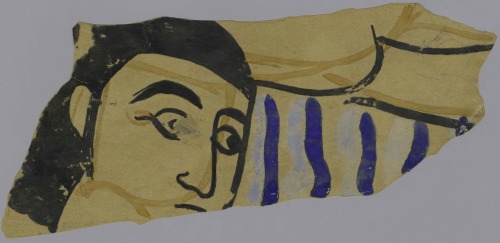 Women’s faces from a 9th century wall painting at SamarraLittle watercolour paintings show the colou