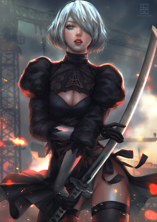 2B from NieR: Automata. Anyone who plays the game?✨ http://society6.com/serafleur✨ http://patreon.