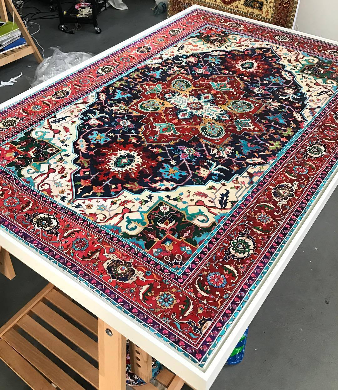 crossconnectmag:  Hand-Painted Carpets by Jason Seife Reinventing his favorite eras