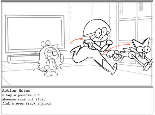 Some cute selected storyboard drawings of Darrell and Shannon scenes, for Villains Night In! Credit 