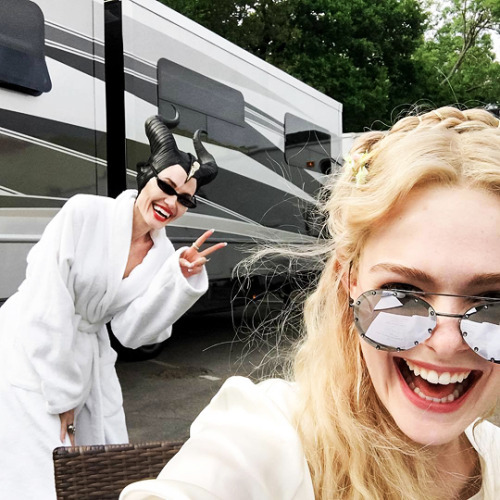 disneyliveaction:@ellefanning It’s bring your mom to work day on the #Maleficent2 set!!!!! ✌