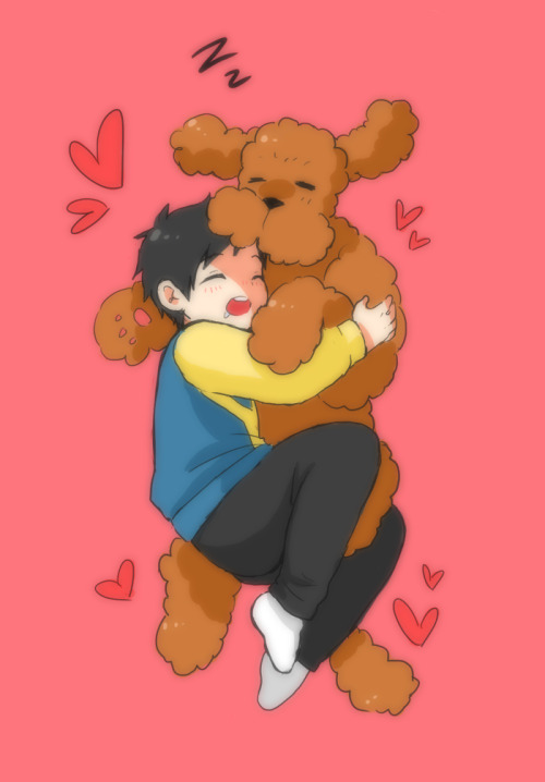 monotsuki:Lil Yuri with Makkachin~ *^.^**sigh* probably won’t be able to post much because of 