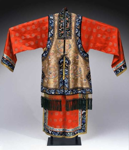 Woman&rsquo;s Wedding Tunic and Vest, China, late 19th century, silk, gold metallic thread