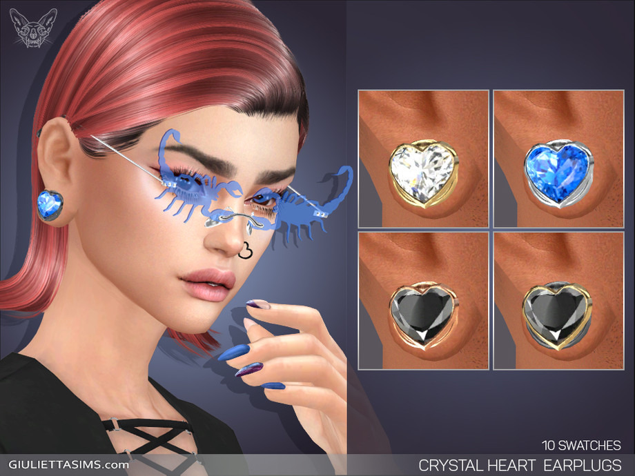 Crystal Heart Earplugs (female frame)