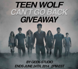 geek-studio:  Geek Studio’s Teen Wolf ‘Can’t Go Back’ Giveaway! It’s the start of the new season so here’s a chance to win some awesome Teen Wolf merch! There will be two (2) winners! First Place: Set of 24 Teen Wolf inspired pin back badges