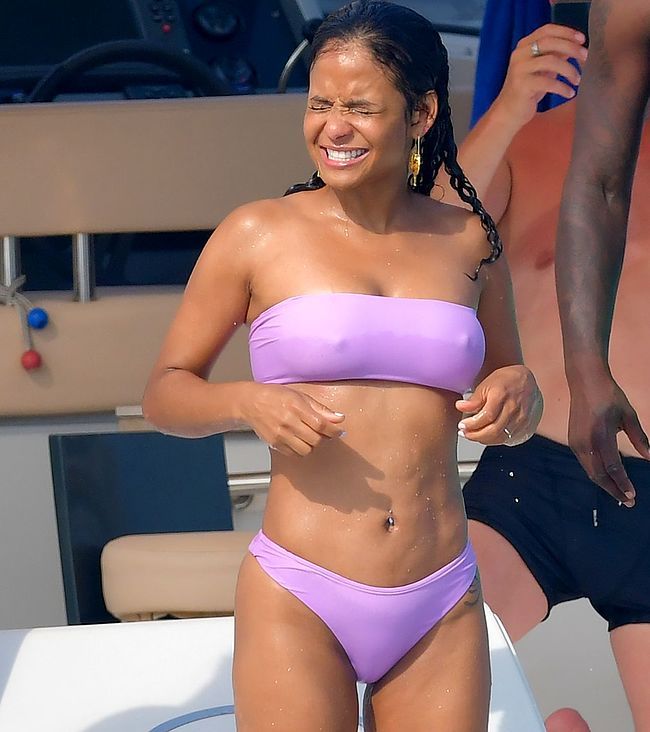 Christina Milian Flashing Her Boobs And Cameltoe In Wet Bikini  (more…)View On