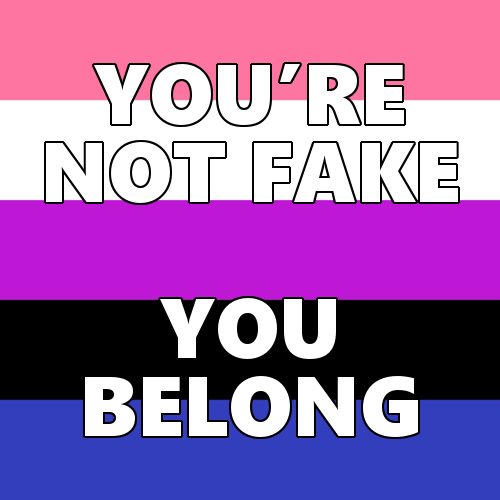 queerlection:[Image description - Images of the trans, rainbow, pan, nonbinary, bi, lesbian, genderfluid, aromantic and asexual pride flags with the text: You’re not fake. You belong. End description.]