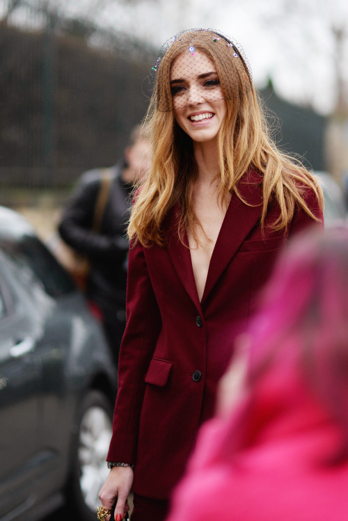 spyasilhouette: Fashion blogger Chiara Ferragni being lovely earlier today after the Dior couture sh