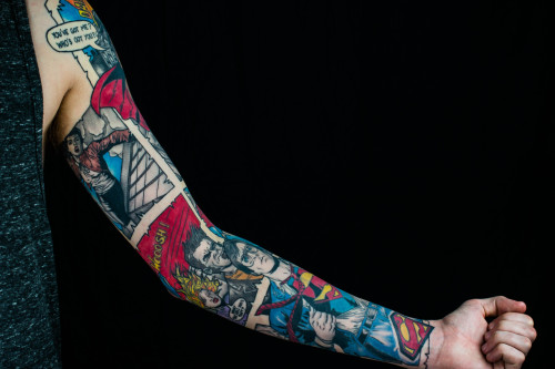 1337tattoos:  My superman sleeve, artist Adam Frame submitted by http://benrrobert.tumblr.com