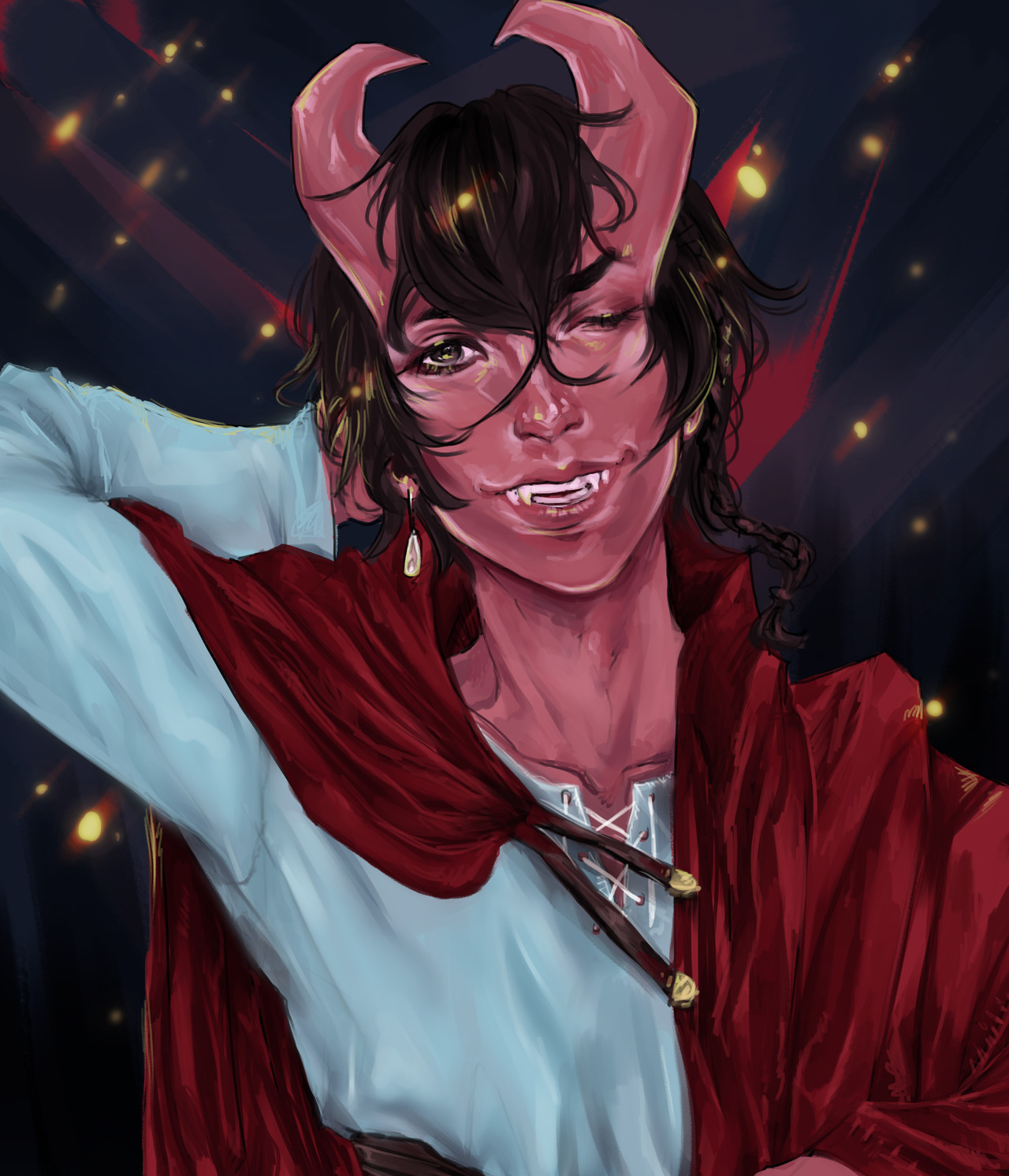 My first Tiefling commission and my first Facebook commission since re-opening my