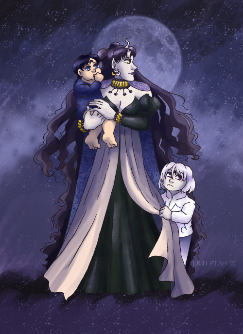 Read some fic that explored Nehellenia as the past-life mother of Saphir and Dimande. I know it puts