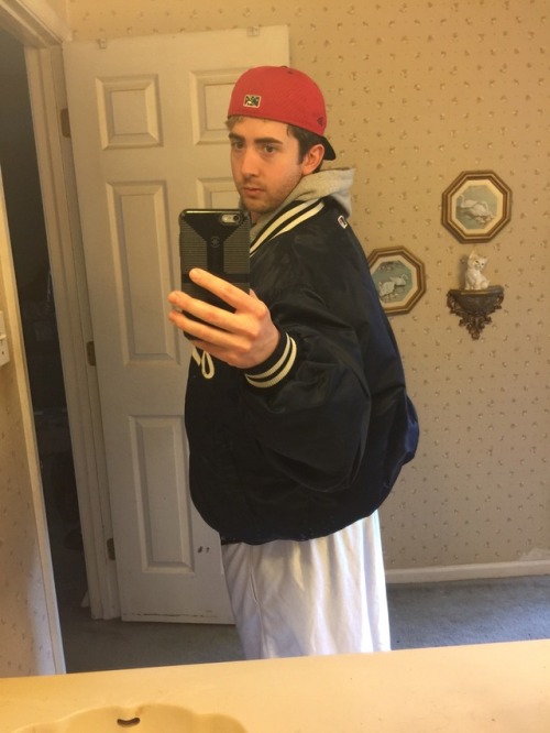 baseball9009: Some of my fetishes with basketball shorts baseball jacket and cap