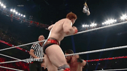 Sheamus’ trunks riding all up in that