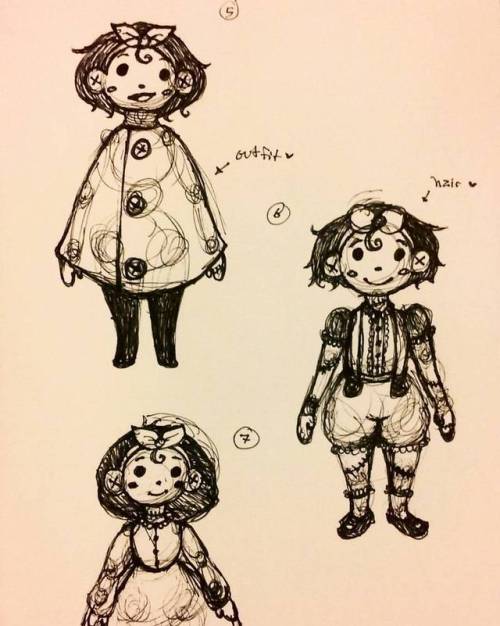 Some concept sketches for my rag doll character, Judith ♡