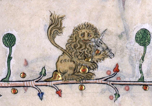 lion musicianSummer volume of the Breviary of Renaud/Marguerite de Bar, Metz ca. 1302-1305.Verdun, B