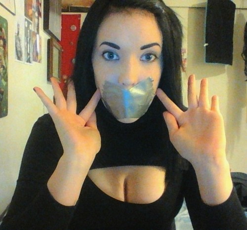 Cute Girls with Taped Mouths