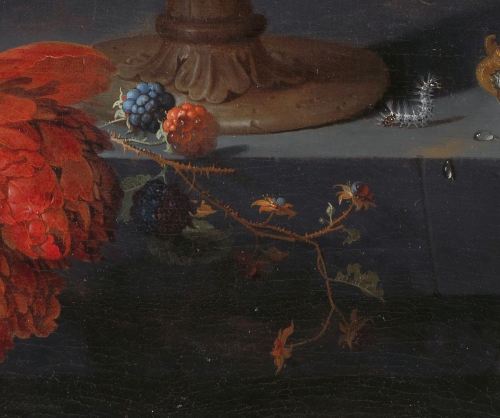 Abraham Mignon, Still Life with Flowers and a Watch (detail), 1660 - 1679. Oil on canvas, 75 × 60 × 