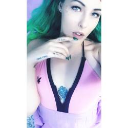 💕💚🦄  #Playboy #Playboyswimsuit #Kawaiigirl #Americanapparel #Greenhair #Tattoomodel