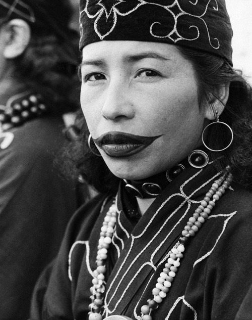 Ainu woman from northern Japan with tattooed lips, 1960