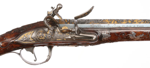 Heavily decorated flintlock rifle owned by Queen Marie Antoinette of France.