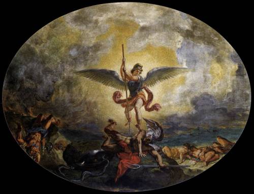 Eugène Delacroix (1798-1863), &lsquo;Saint Michael defeats the Devil&rsquo;, 1854&nda