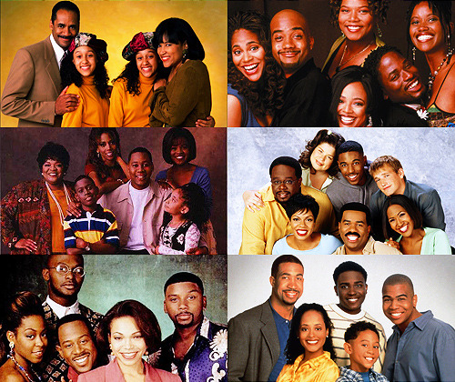notsureifsrs:Black sitcom ensembles from the 90s: Fresh Prince of Bel-Air, The Cosby Show, Family Ma