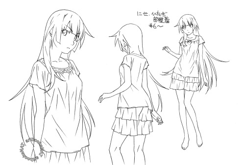artbooksnat:  Bakemonogatari (化物語) Character and costume designs by Akio Watanabe (渡辺明夫) for Hitagi 