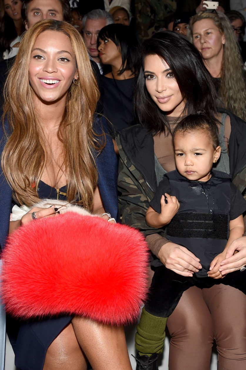 girlsluvbeyonce: Beyoncé, Kim Kardashian and Baby North at Kanye West X Adidas Fashion