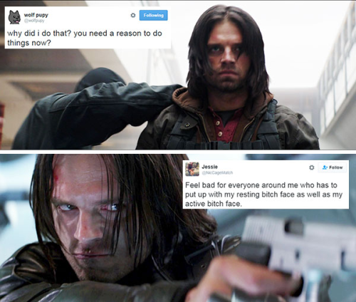 livebloggingmydescentintomadness:tweet meme: bucky barnes edition