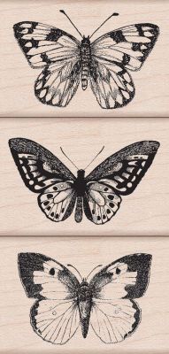 onlinemelapk:Three Artistic Butterflies Woodblock Stamp Set, large