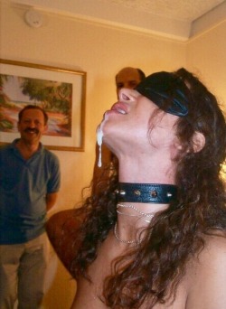 juicywife:  Me taking strangers cum blindfolded