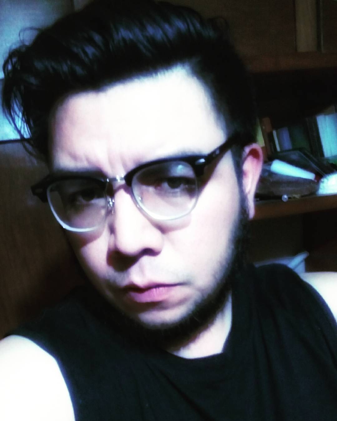 #me #beard #glasses #styleglasses #pale #blackhair #blackclothe #undercut #rayban