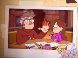 snowflake-owl:  The fact Ford is no longer wearing his jacket in these photos has to be symbolic. It means Ford has opened up completely to Dipper and Mabel, and has re-opened to Stanley. Ford no longer has anything to hide from the family, therefore