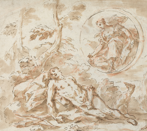 Detail from Diana and Endymion by Gaspare DizianiItalian, 18th centurybrown ink, brown wash, and red