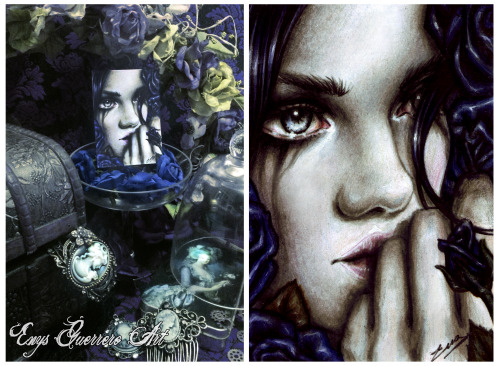 &lsquo;Poison Tears&rsquo; ACEO. ( 3.5 inches by 2.5 inches) Color pencils, water colors and