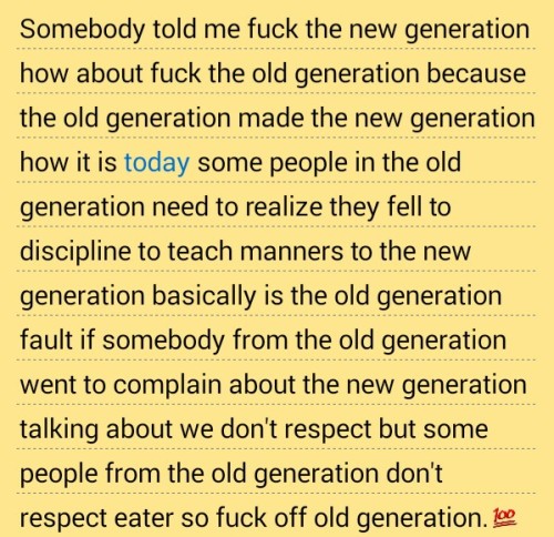 #Newgeneration vs #oldgeneration And you know I’m right 😝😝😝😝😝😝😝😝😝😝😝 and fuck old generation 👊👊👊👊👊