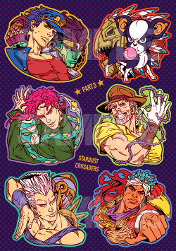 t-raps:  Akira made Jojo Part 3 stickers and Delsin 3 1/4” badges for Auckland Armageddon this upcoming weekend! (Details of the con will be posted soon!). We look forward to seeing you guys there! These will be available online after the con at our