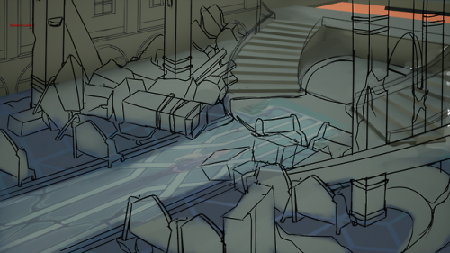 The process of one of the background white box paint overs I did, it’s for the PS4 project we&