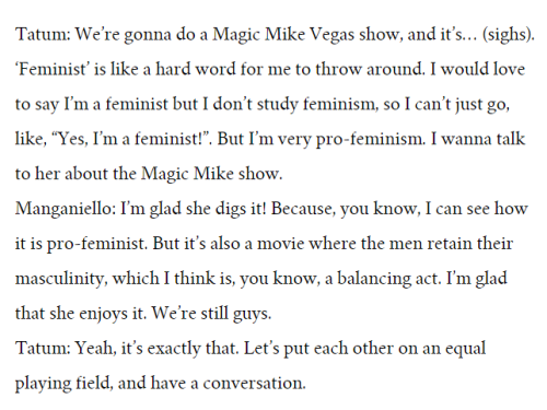 Source: Channing Tatum: Totally Pro-Feminism